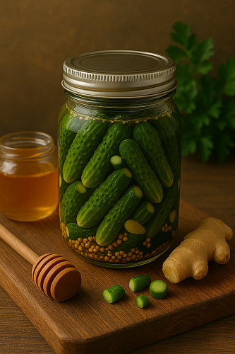 Огурцы пряные медовые с имбирем