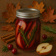 Груши пряные в вишневом рассоле с розмарином