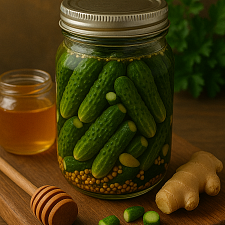 Огурцы пряные медовые с имбирем