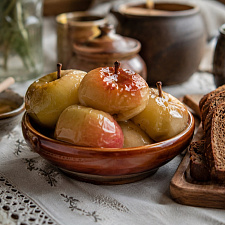 Мочёные яблоки с мёдом и ржаным хлебом